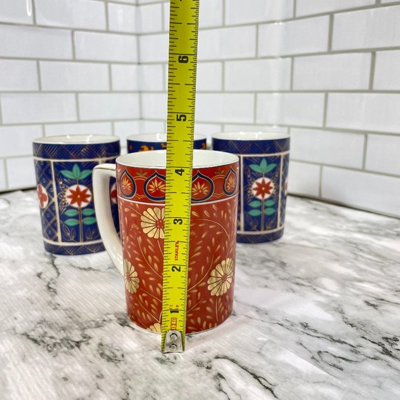 Neiman Marcus Imari Style Set of 4 Mugs Coffee Tea Cups Hand Painted Japan - Picture 10 of 10